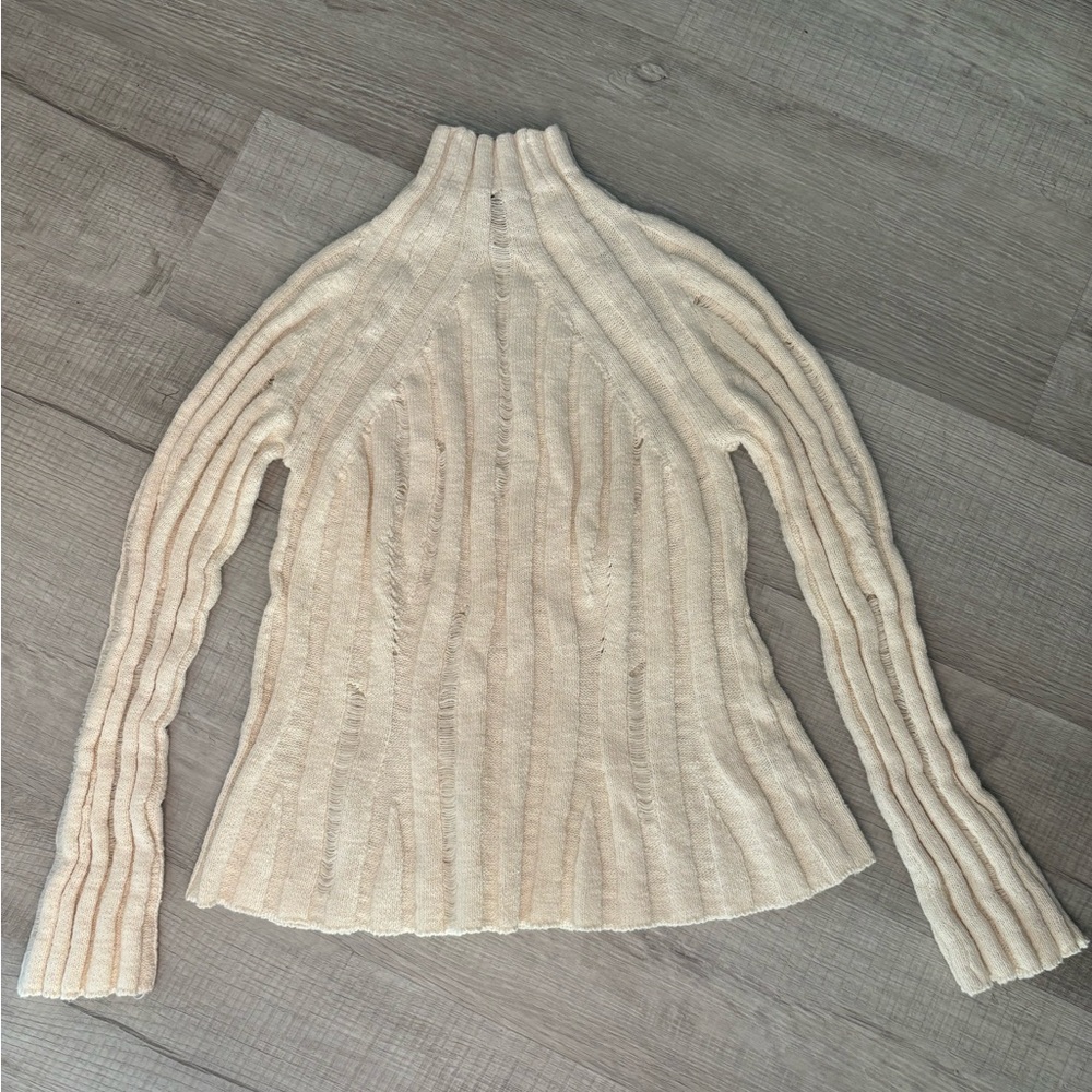 NWOT Zara distressed mock turtleneck sweater size S